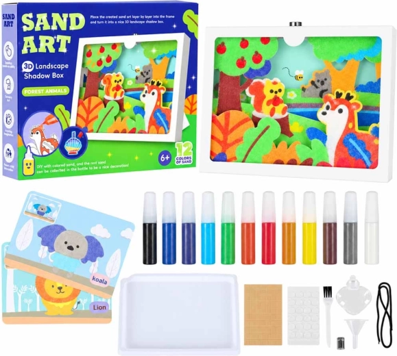 Set per dipingere con la sabbia in 3D, animali della foresta, con retroilluminazione LED