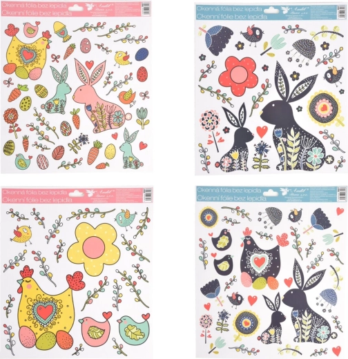 Pellicola decorativa pasquale per finestre 30 × 34 cm (mix 4 motivi)