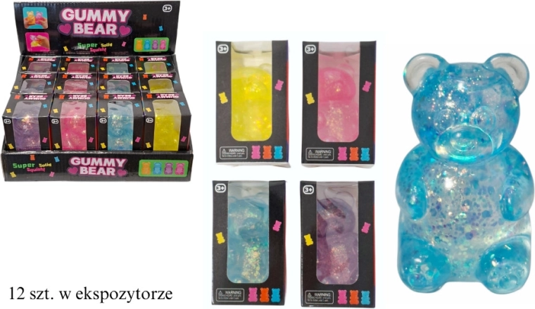 Orsetto Gummy Bear antistress da schiacciare con brillantini - 1 pezzo