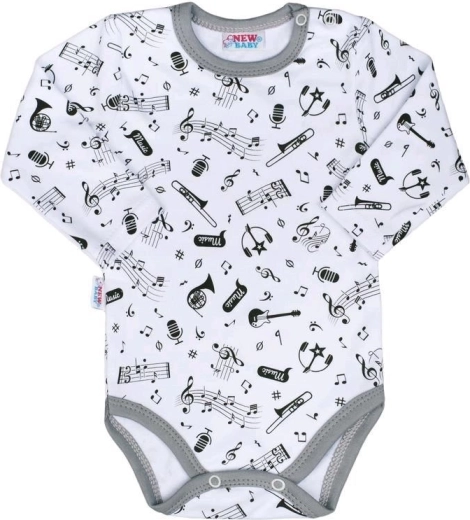 Body neonato in cotone a maniche lunghe New Baby Music