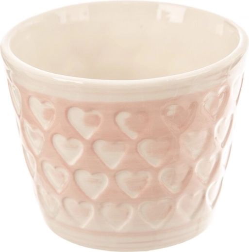 Vaso in ceramica a cuore rosa-bianco 10 × 10 × 8 cm