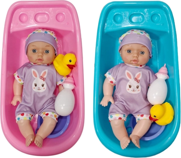 Bambola neonata che fa pipì con vaschetta e accessori