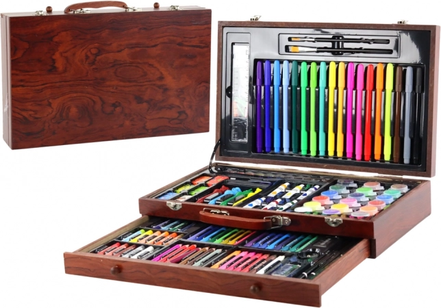 Set artistico in valigetta di legno 123 pezzi