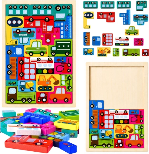 Puzzle in legno: mezzi di trasporto, 23 pezzi