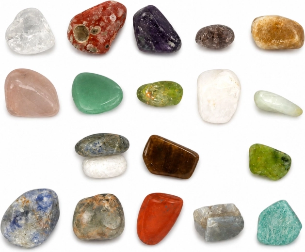 20 diverse pietre semipreziose lucidate