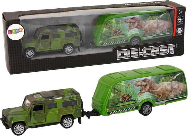 Giocattoli Jeep con rimorchio di dinosauri