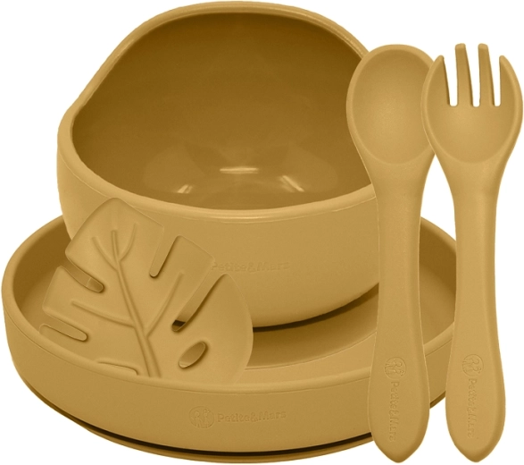 Petite&Mars set pappa in silicone Take&Match 4 pz intense ochre 6m+