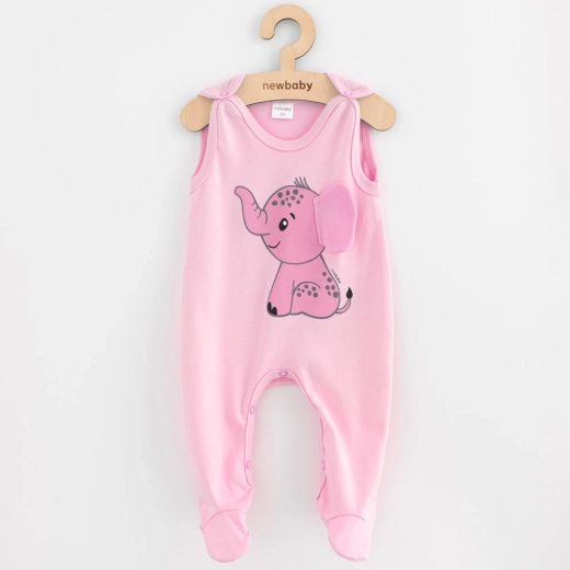 Pagliaccetto in cotone per bambini New Baby Happy Elephant rosa 74 (6–9 mesi)