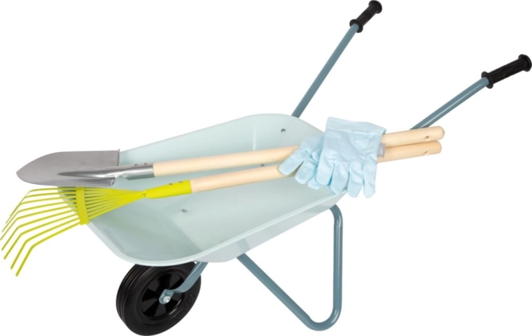 Robusta carriola in metallo per piccoli aiutanti