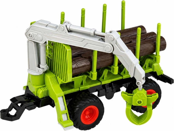 Rimorchio forestale con gru e pinza per tronchi