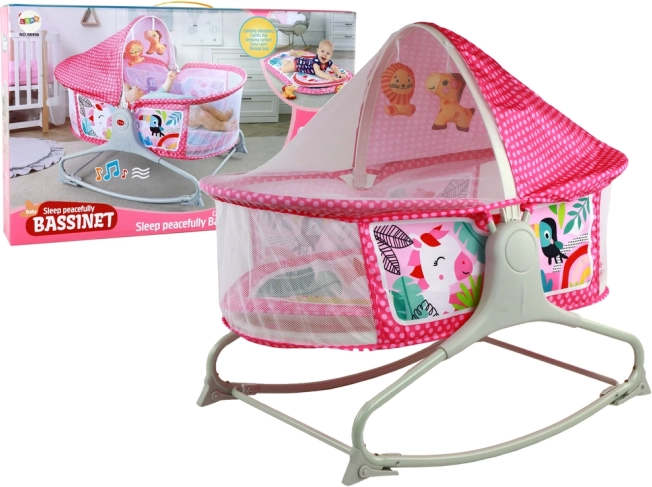 Culla Multiuso per Bambini con Altalena 2 in 1 in Colore Rosa