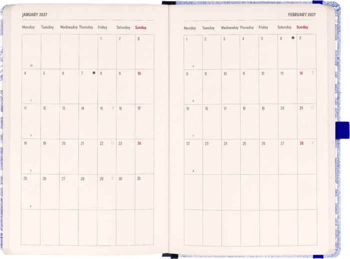 Calendario mensile chiaro con spazio per le note