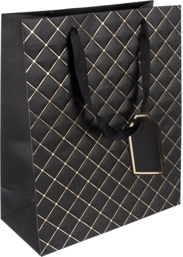 Borsa regalo in carta Quilt nera 26 × 12 × 32 cm