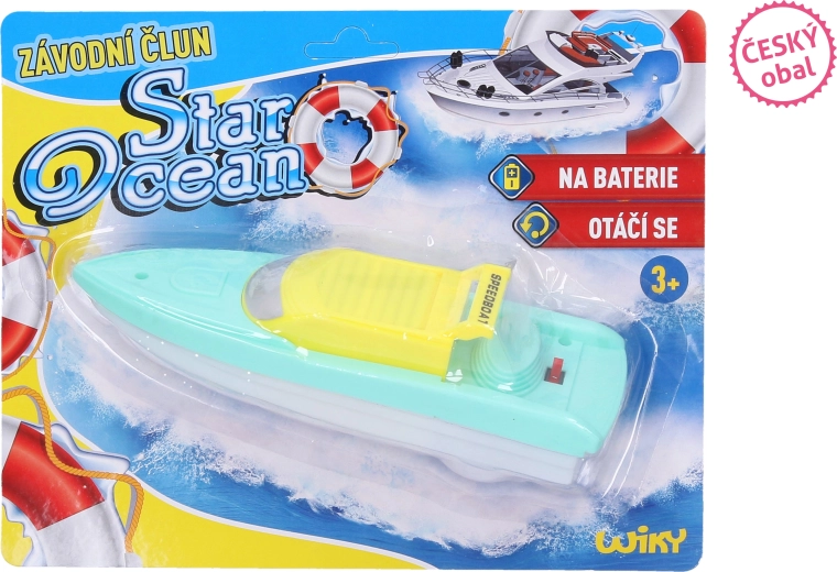Barchetta da gara in plastica per l'acqua a batterie, 18 cm