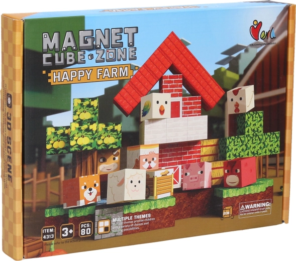 Costruzioni Magnet Cube Zone Happy Farm (80 pezzi)