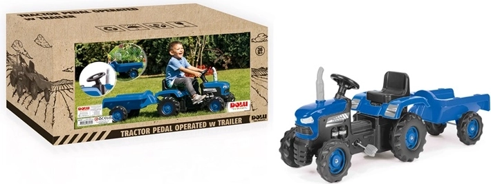 Trattore a pedali DOLU con rimorchio blu