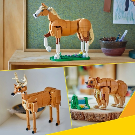 Tre modelli di animali con un unico set