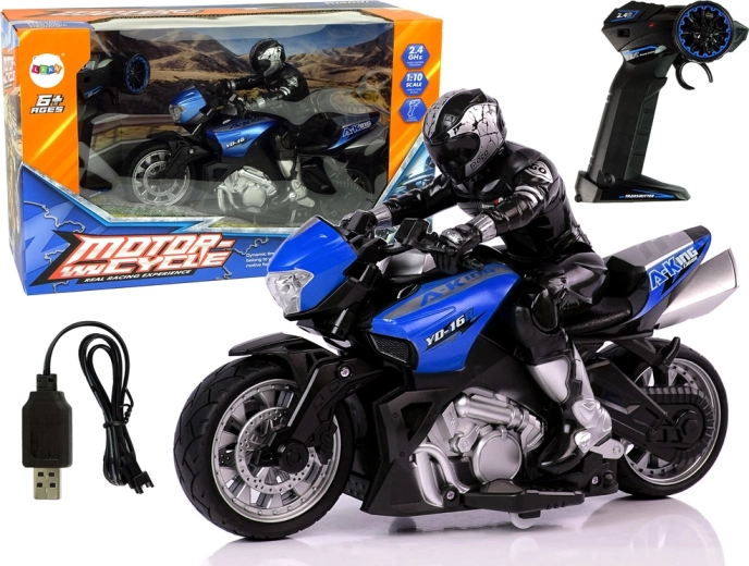 Moto RC sportiva 2,4 GHz 1:10 blu
