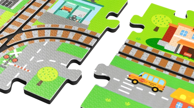 Città 3D in schiuma con binari