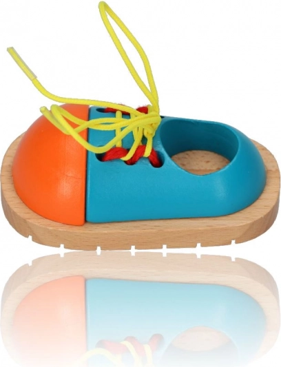 Scarpina di legno per imparare ad allacciare i lacci