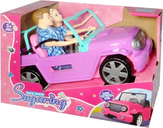 Cabriolet rosa con due bambole