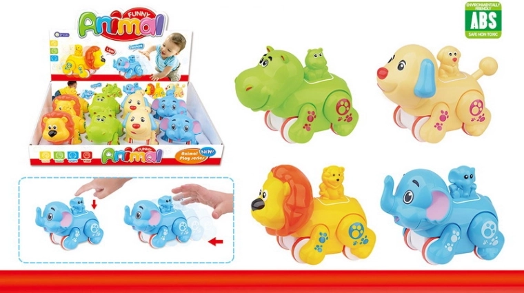 Animaletto a rotelle 11,5 cm – ippopotamo, cane, leone, elefante