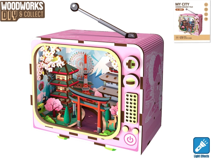 Kit da costruzione in legno Woodworks Monte Fuji con luce, 129 pezzi