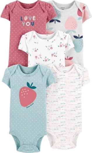 Body da bambina Carter's a manica corta Strawberry, 5 pz, taglia 46
