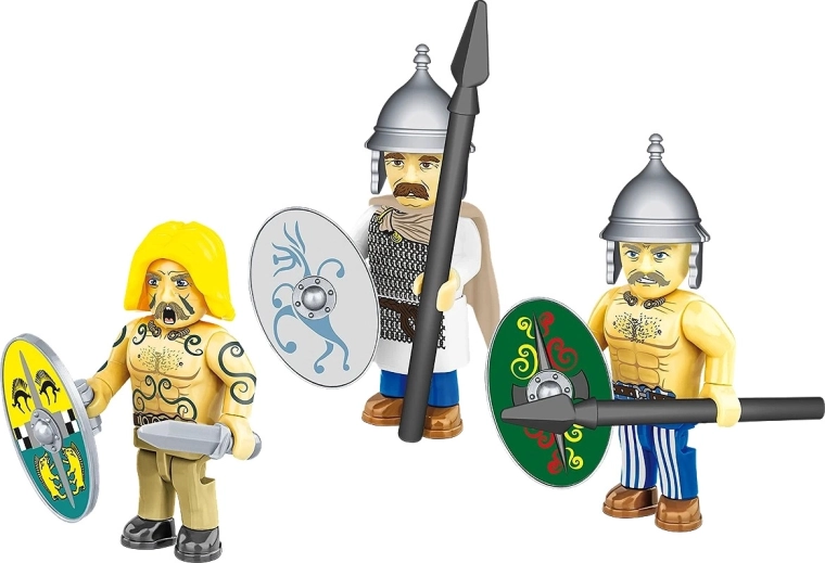 Tre guerrieri celti con dettagli di stampa