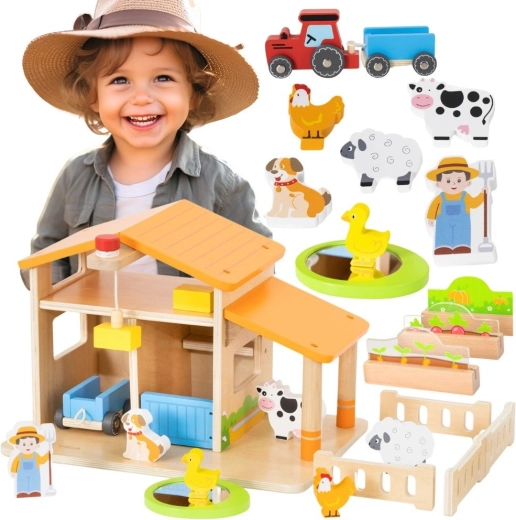 Fattoria in legno Viga Toys con accessori