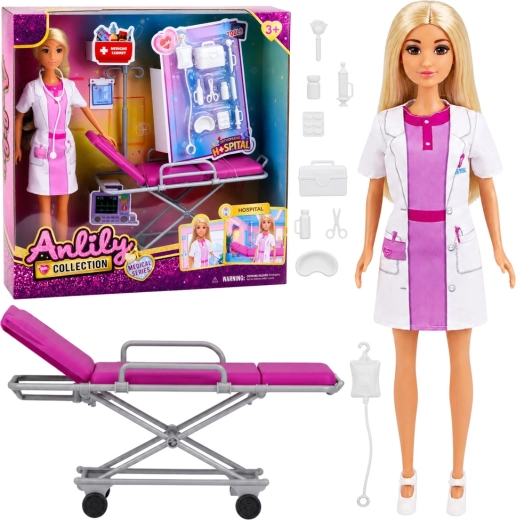 Anlily dottoressa – bambola con barella e accessori medici