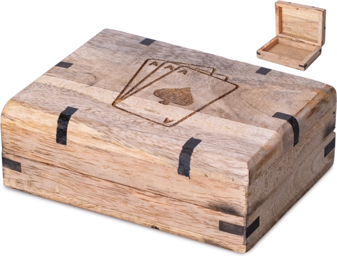 Custodia in legno per carte da gioco 12 × 9 cm
