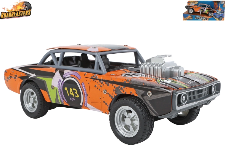 Roadblasters macchinina in metallo arancione muscle car con meccanismo a frizione (pull-back) - 1 pezzo