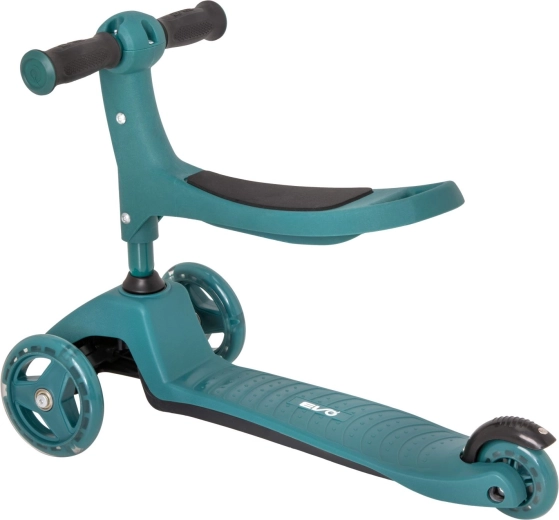 2 in 1: cavalcabile con sedile e monopattino