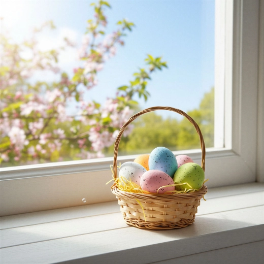 Decorazione pasquale – uova color pastello con erba di carta, 6 pezzi