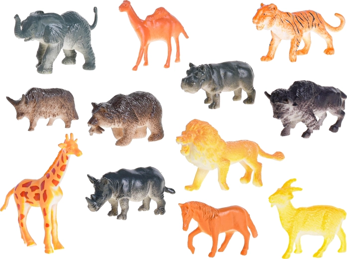 Set variegato di 12 animali safari