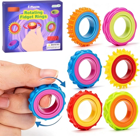 Anelli sensoriali fidget rotanti – set da 6 pz