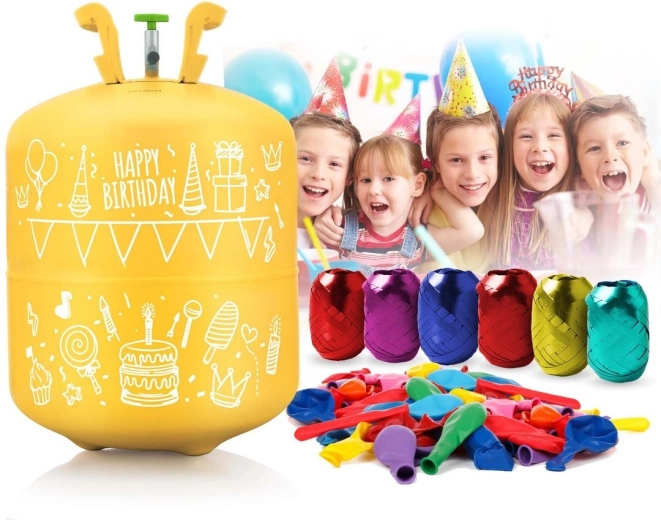 Tutto in uno: bombola, 50 palloncini e 60 m di nastro