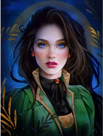 Ricamo con diamanti (diamond painting) ragazza dagli occhi azzurri 30 × 40 cm - 1 pezzo