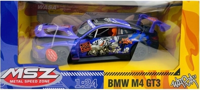 Modello da collezione di auto BMW M4 GT3 viola MSZ