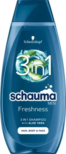 Schauma Men Freshness 3 in 1 shampoo uomo per capelli, corpo e viso 400 ml