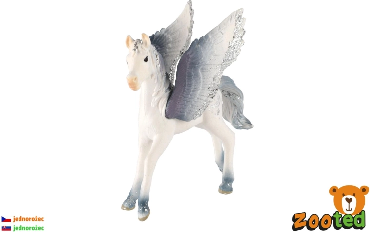 Puledro di unicorno alato bianco-grigio 11 cm - 1 pezzo