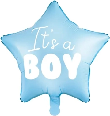 Palloncino in foil a stella "It's a boy" azzurro 48 cm