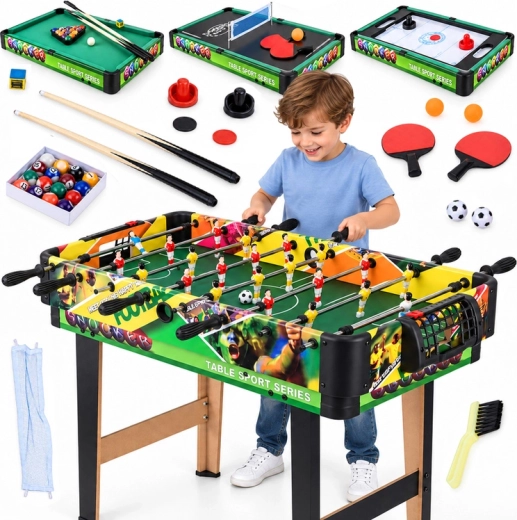 Tavolo da gioco multifunzionale 4 in 1 – calcio balilla, biliardo, ping pong e air hockey
