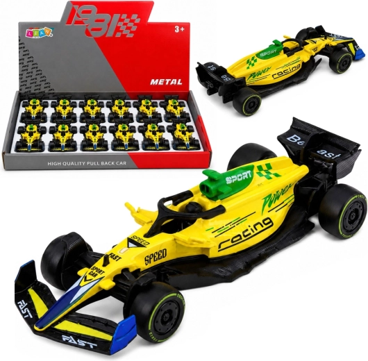Auto da corsa Formula in metallo pull-back 1:43 gialla