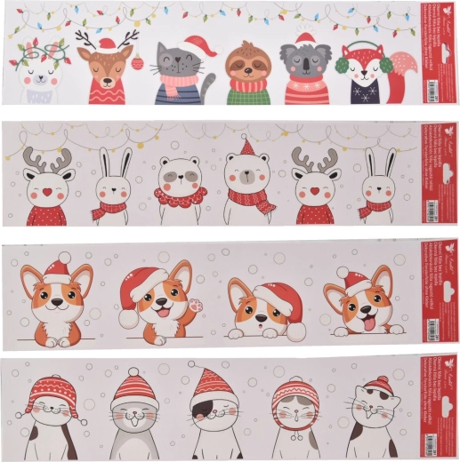 Pellicola natalizia autoadesiva per finestre per bambini 64 × 15 cm (4 varianti)