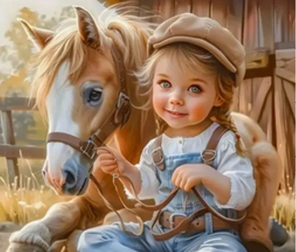 Norimpex pittura diamantata bambina con cavallo (30 × 40 cm)