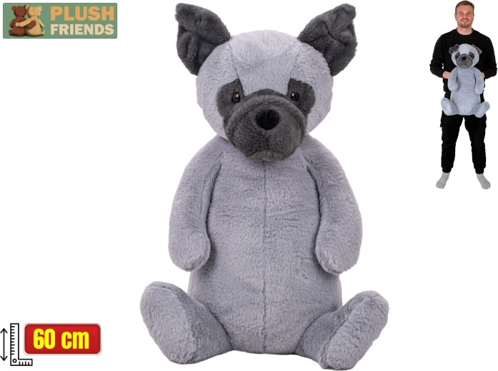 Plush Friends cane di peluche seduto 60 cm grigio
