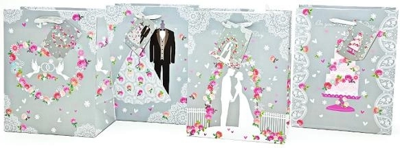Borsa regalo per matrimonio, media (assortimento 4 motivi) - 1 pezzo