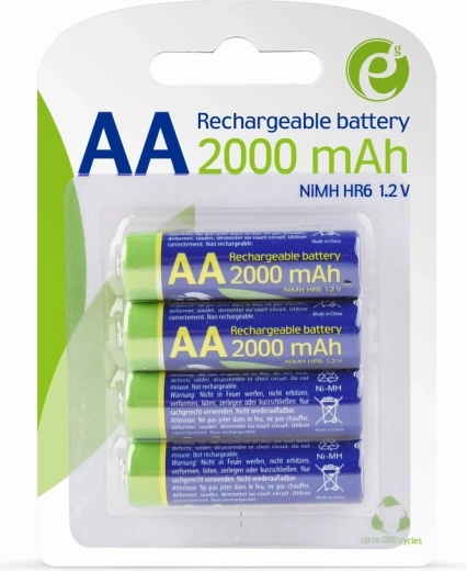 Accumulatori AA NiMH 2000 mAh pre-caricati – blister 4 pz